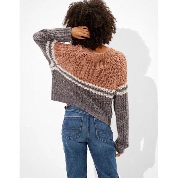 Cozy Brown and Gray Women's Sweater - Picture 10 of 10